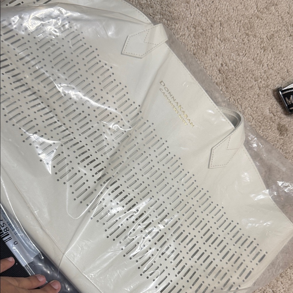 DKNY Cream Perforated Leather Tote